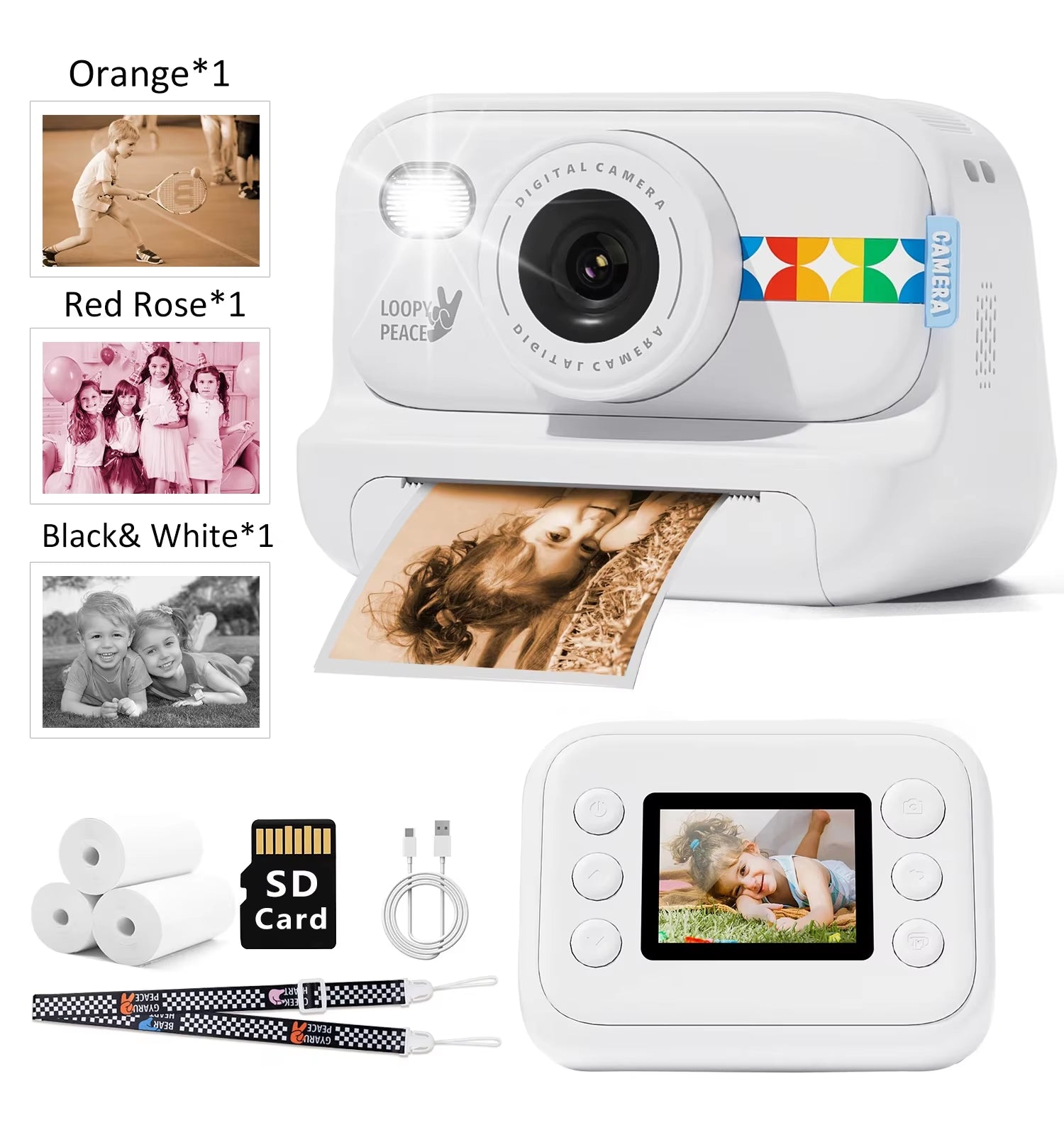 Color Print Camera for Kids 1080P HD Instant Digital Camera with No Ink Printing, Perfect Birthday, Easter & Christmas