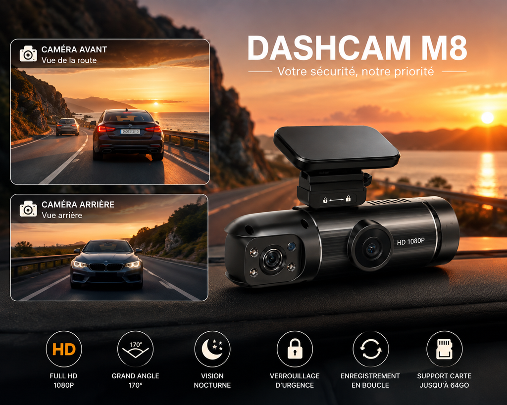 Dashcam WiFi HD + Carte Mémoire 32 Go