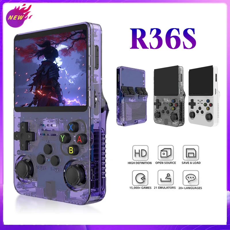 R36S Retro Handheld Video Game Console ARKOS System 3.5 Inch IPS Screen Classic Portable Pocket Video Player 128G Games Boy Gift