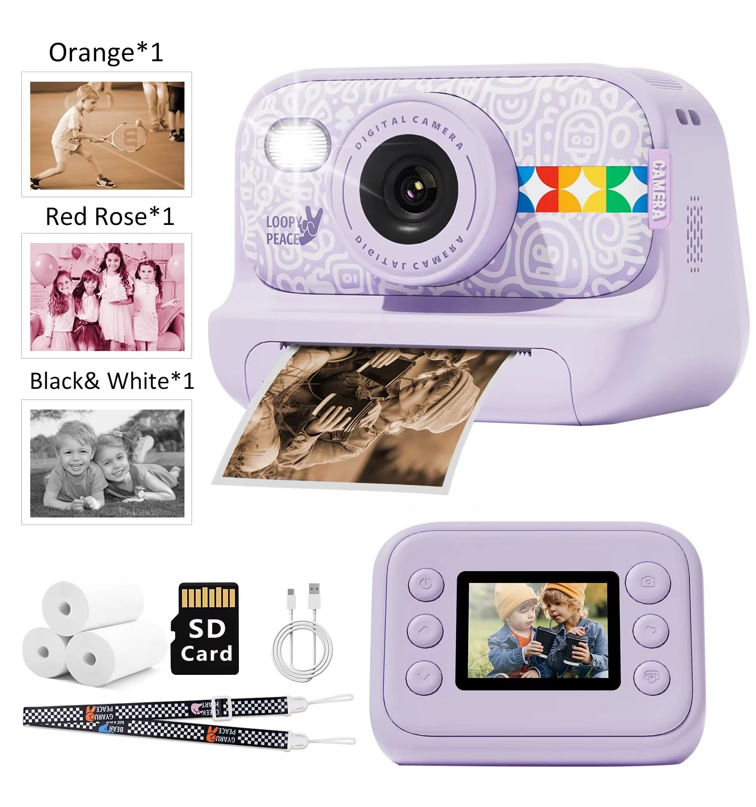 Color Print Camera for Kids 1080P HD Instant Digital Camera with No Ink Printing, Perfect Birthday, Easter & Christmas