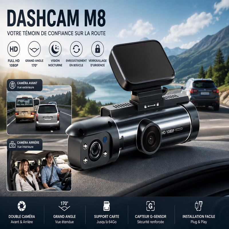 Dashcam WiFi HD + Carte Mémoire 32 Go